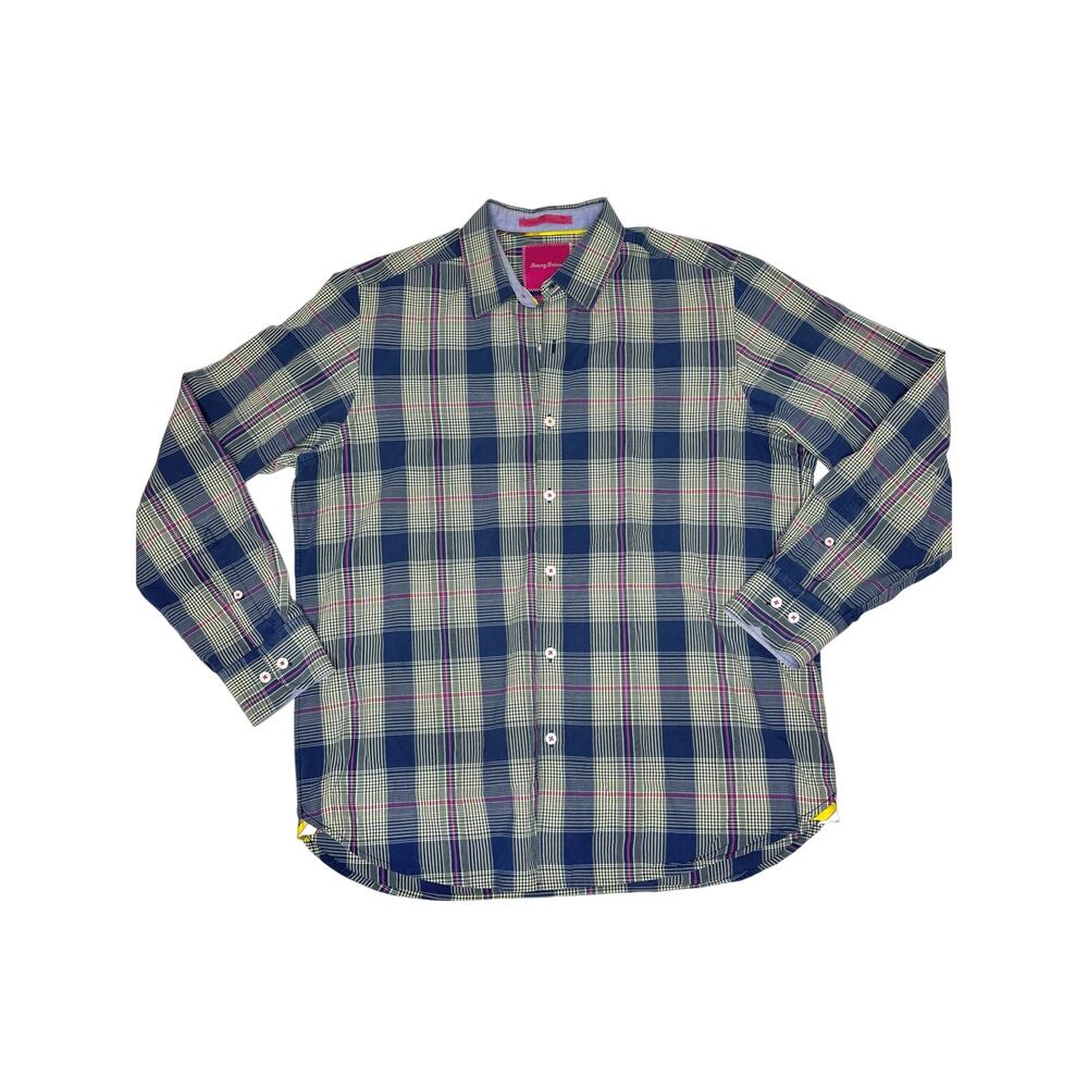 Tommy Bahama Island Modern Fit Plaid Long Sleeve Button Down Shirt Cotton M
